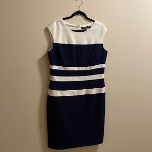 Lauren Sz 16 Navy & White Dress
